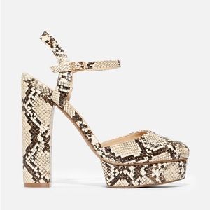 Faux Leather Snakeskin Platform Heels Wide Width